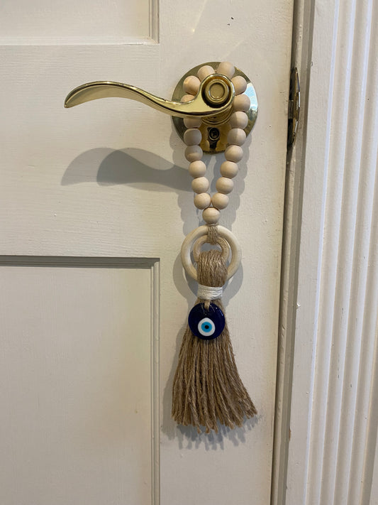 Evil Eye Wood Bead Door Handle Pendant