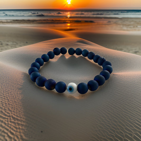 Blue Agate Evil Eye Bracelet