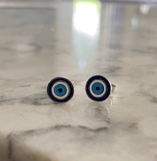 Sterling Silver Evil Eye Stud Earrings