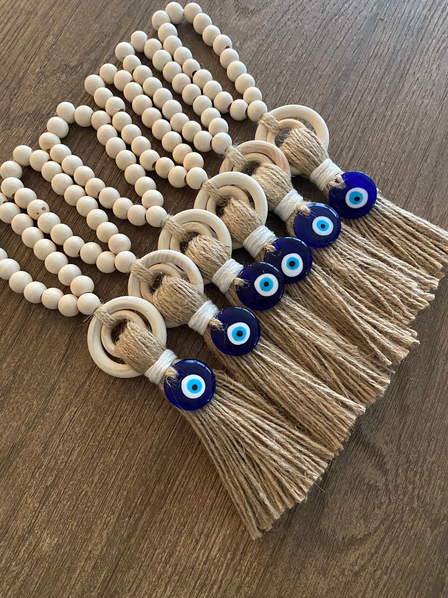 Evil Eye Wood Bead Door Handle Pendant