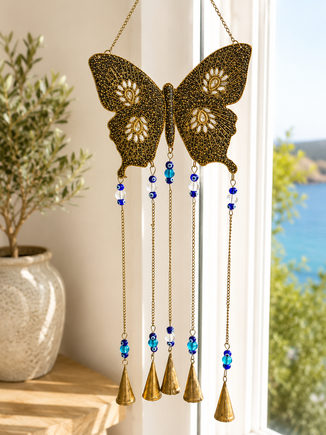 Butterfly Evil Eye Wind Chime