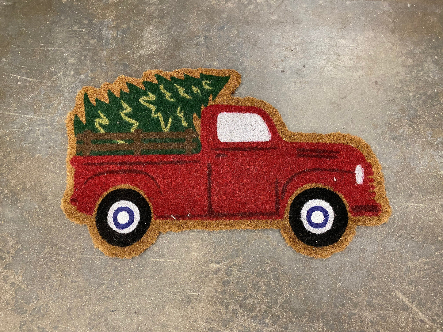 Merry Christmas Truck and Tree Evil Eye Door Mat