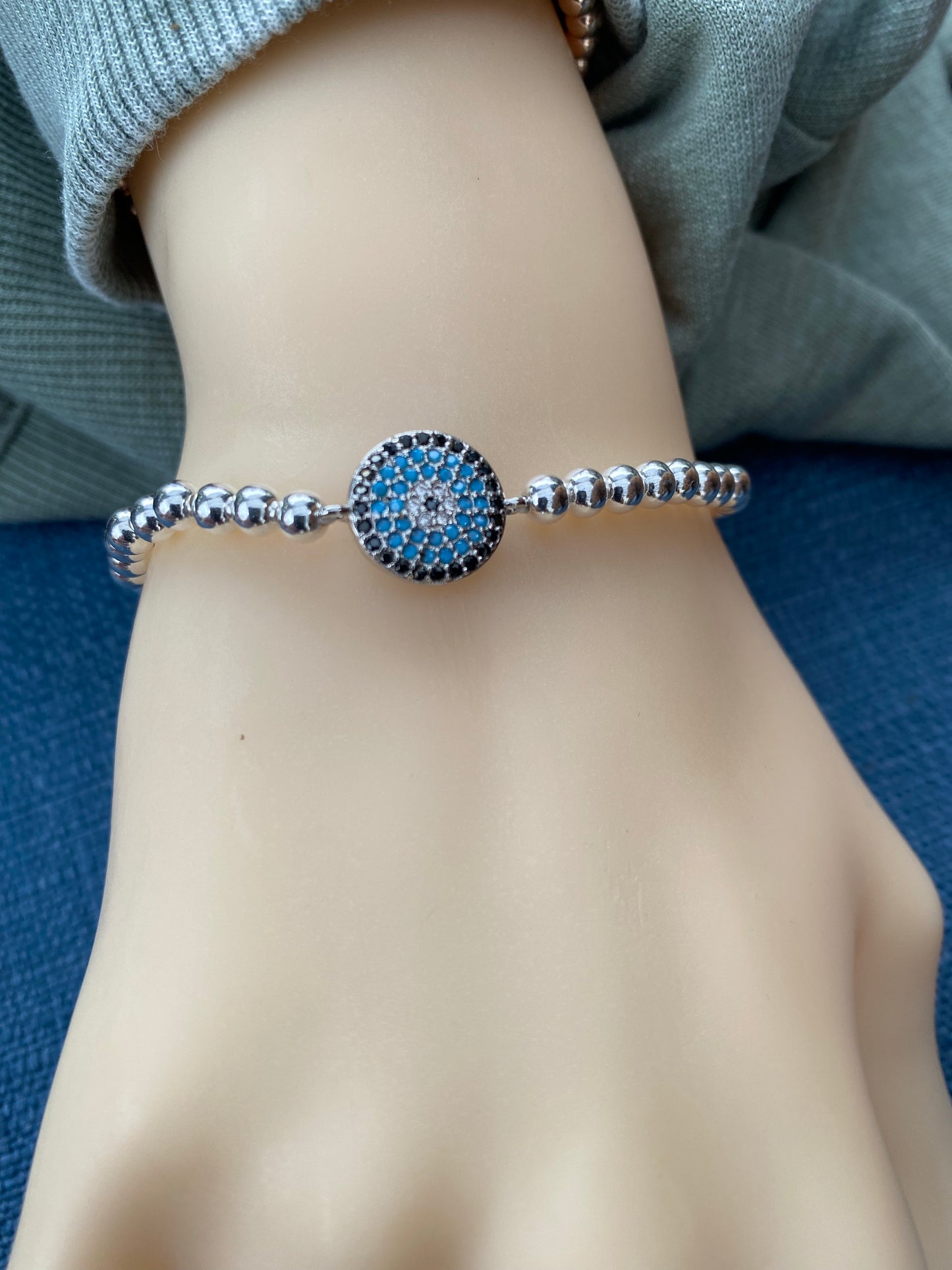 Evil Eye and Rhinestone Bracelet