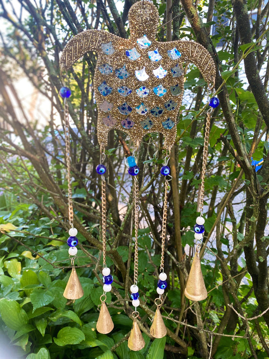 Evil Eye Mosaic Turtle Wind chimes