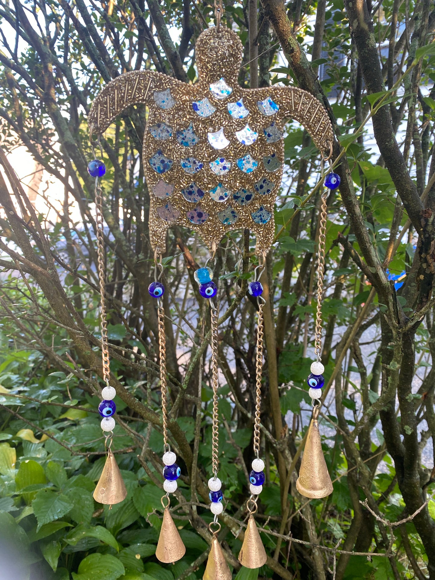 Evil Eye Mosaic Turtle Wind chimes