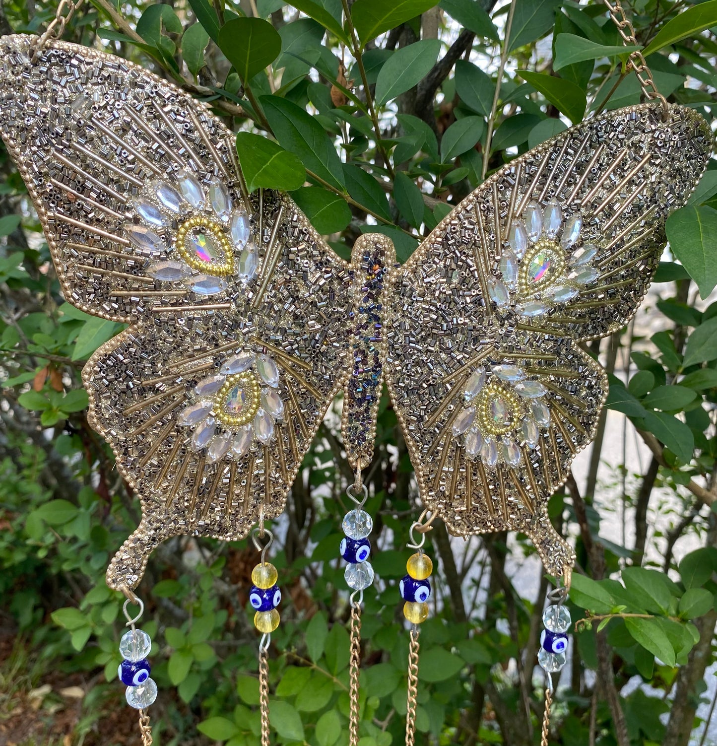 Mosaic Butterfly Evil Eye Windchime