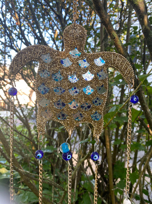 Evil Eye Mosaic Turtle Wind chimes