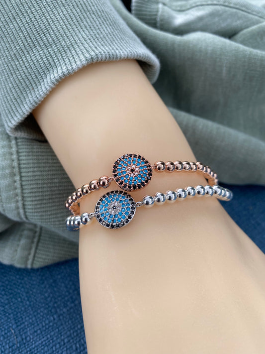 Evil Eye and Rhinestone Bracelet