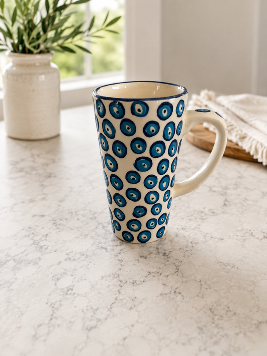Evil Eye Tall Ceramic Mati Latte Mug