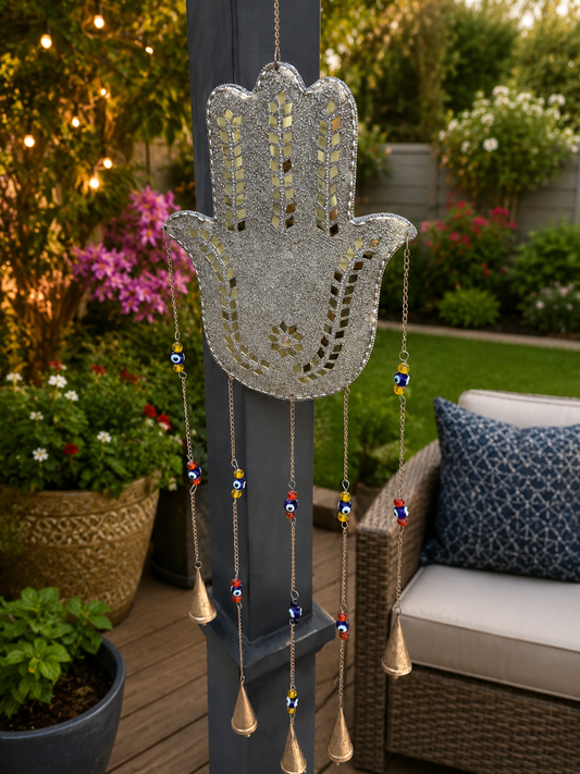 Golden Hamsa Evil Eye Wind Chime