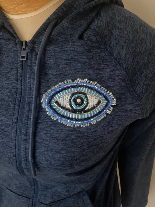 Lightweight Zip Up Hoodie with Evil Eye