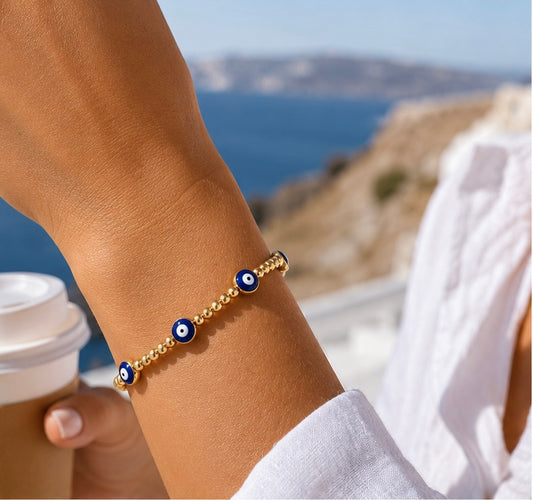 Santorini Gold Evil Eye Bracelet