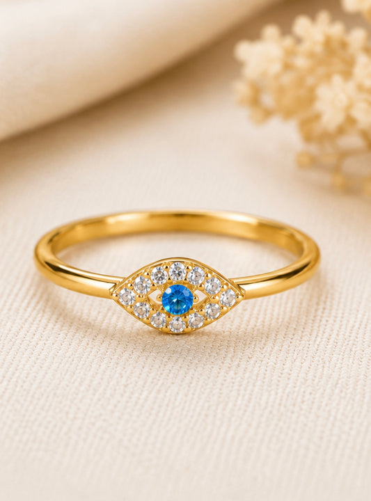Sterling Silver & Gold Evil Eye Ring