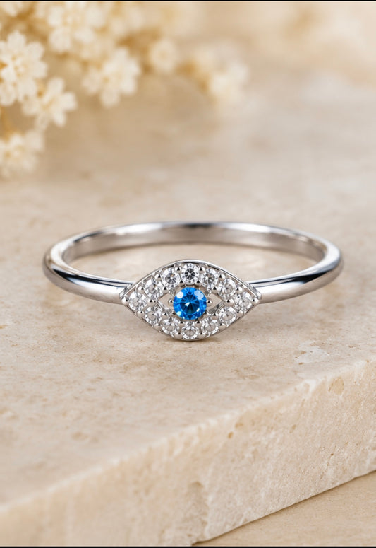 Sterling Silver & Gold Evil Eye Ring