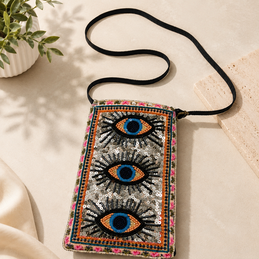 Crossbody Beaded Evil Eye Bag