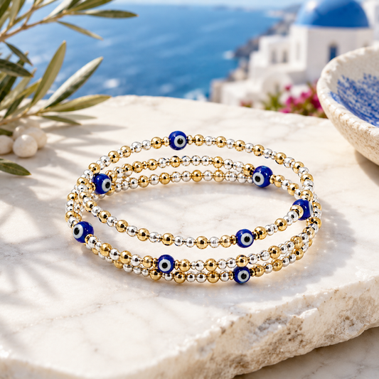 Greek Mati Bracelet 2 Tone Bracelet