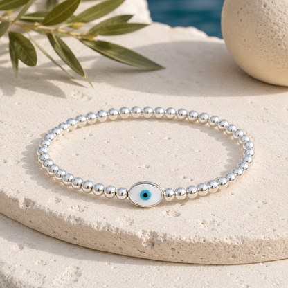 Aegean Mati Silver Beaded Bracelet