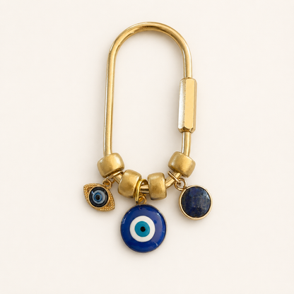 Evil Eye Charm Keychain | Gold Protective Bag Charm
