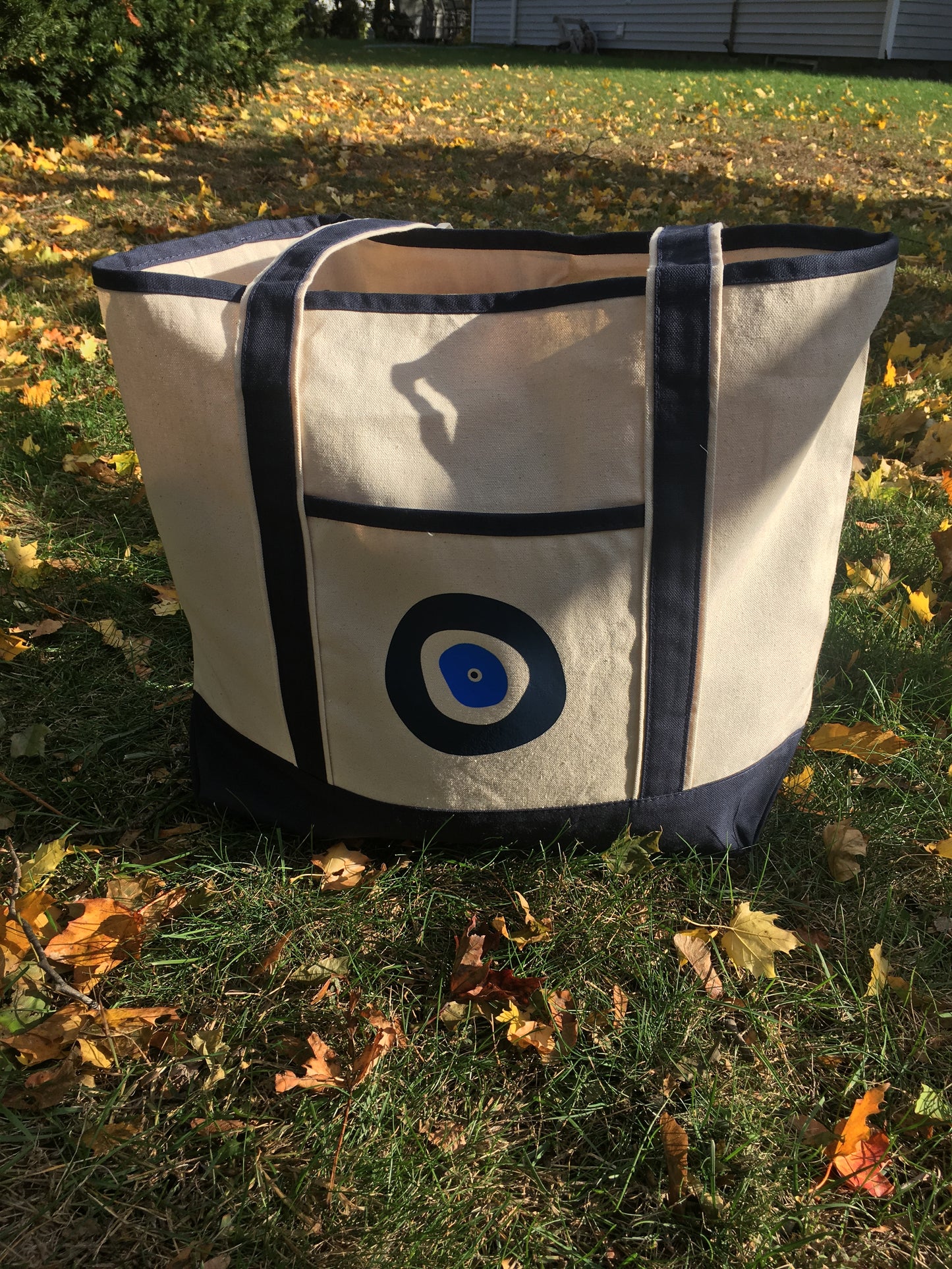 Canvas Evil Eye Tote Bag