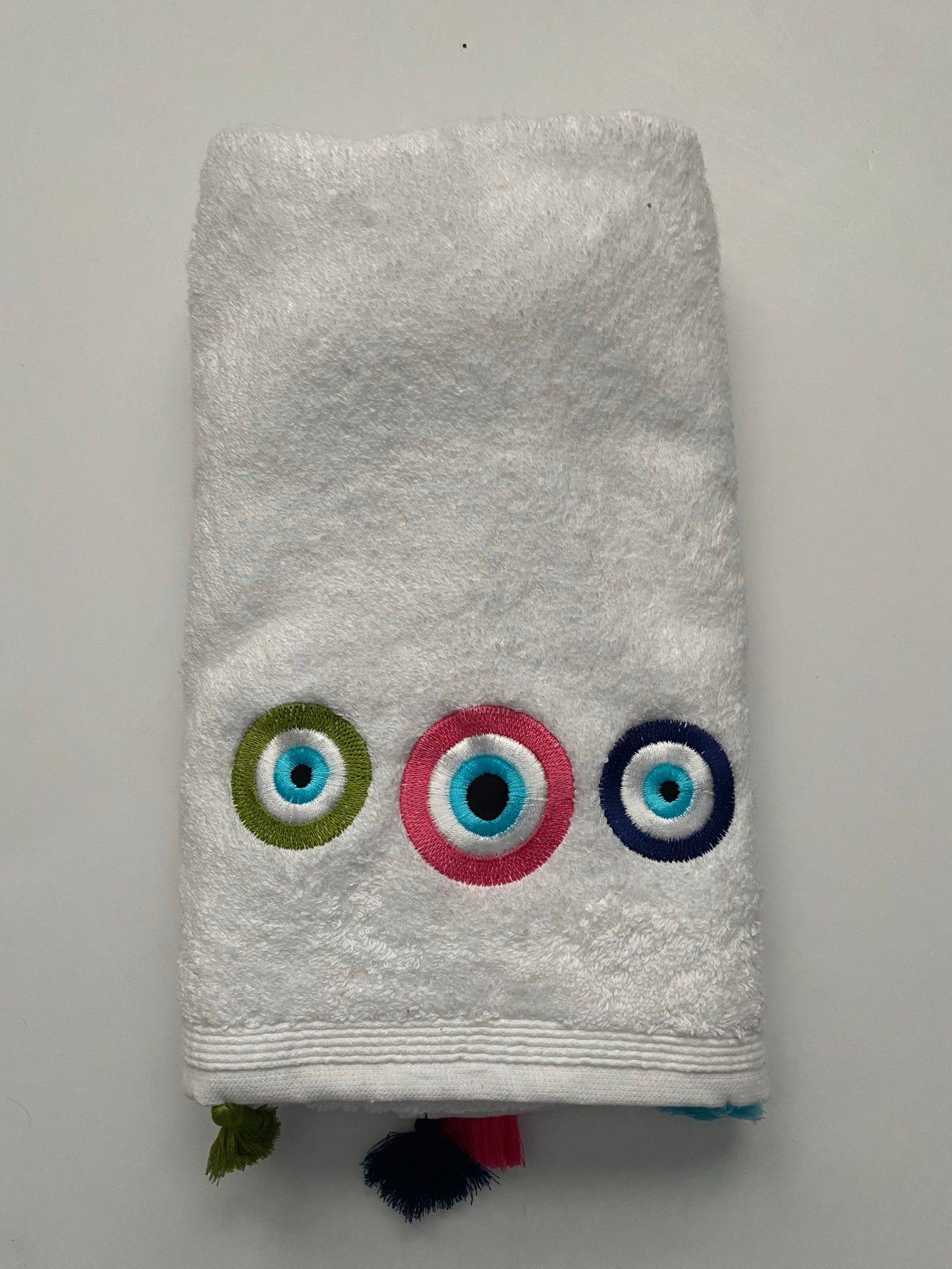 Evil Eye Bath Towel with Pompoms