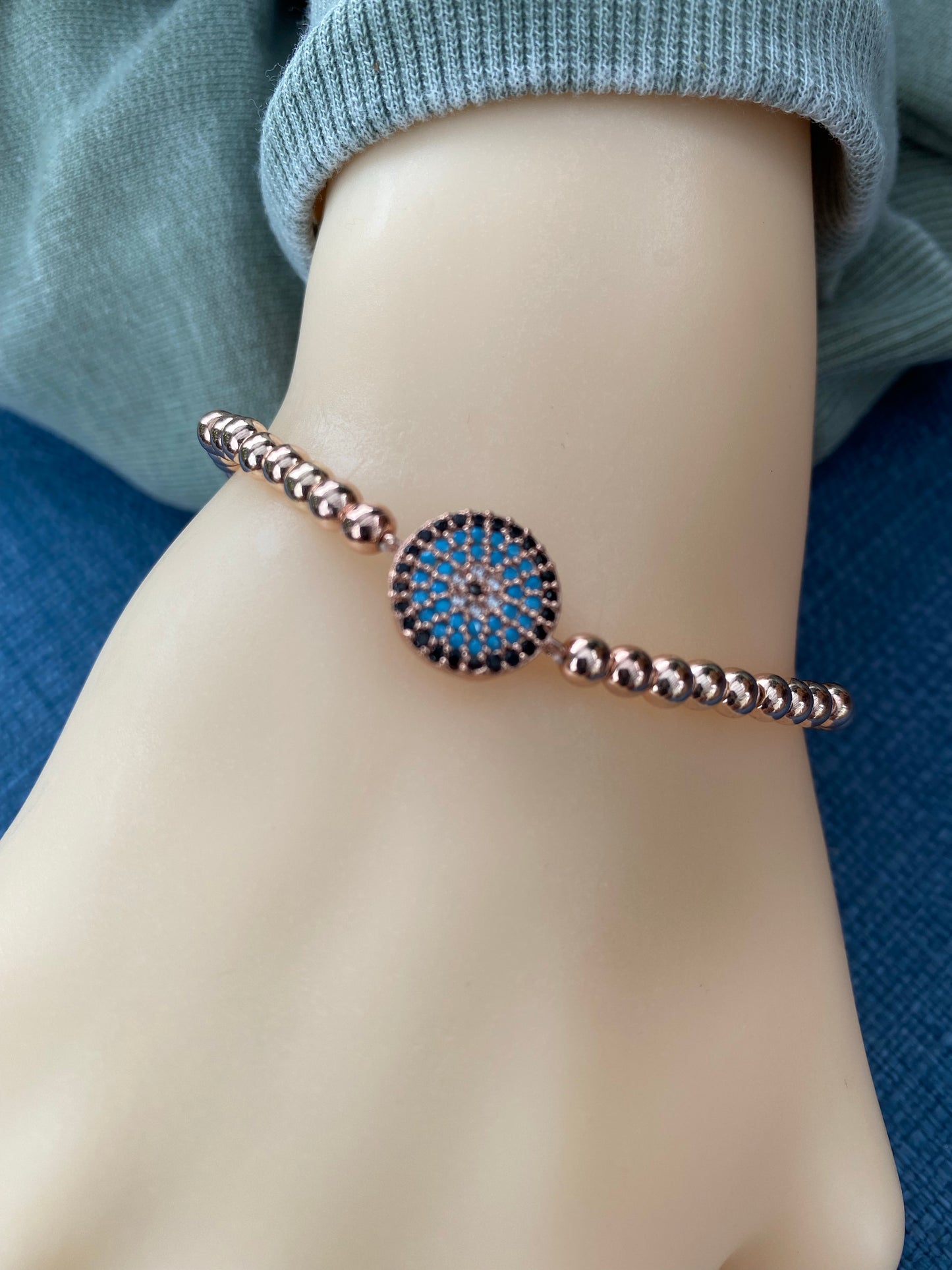 Evil Eye and Rhinestone Bracelet